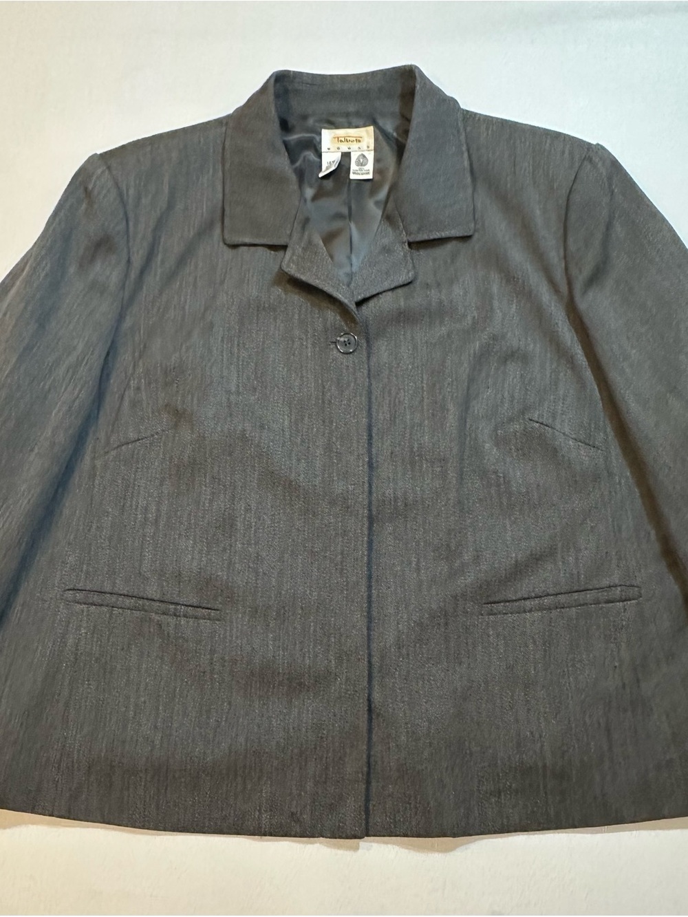 Vintage Talbots Woman 18W Gray 100% Wool Woolmark Blazer Made Canada